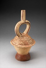 Stirup Spout Vessel in Form of a Covered Bowl with Geometric Patterning, 100 B.C./A.D. 500. Creator: Unknown.