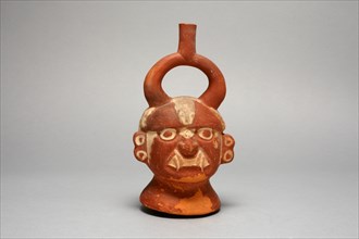 Stirrup Vessel in the Form of the Head, Possibly Ai-Apec, 100 B.C./A.D. 500. Creator: Unknown.