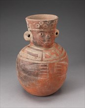 Jar in the Form of a Figure with Modeled Head, Wide Collar, and Incised Hands, 100 B.C./A.D. 500. Creator: Unknown.