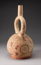 Stirrup Spout Vessel with Fineline Bean Warrior and Weapons Motif, 100 B.C./A.D. 500. Creator: Unknown.