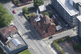 The Scandinavian Seamen's Church, known as Gustaf Adolfs Kyrka, built in 1883, on Park Lane, Grade II* listed, part of the Baltic Triangle Development Area, Liverpool, 2015 .