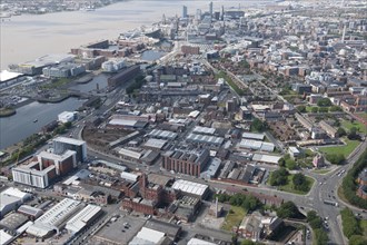 The Baltic Triangle Development Area, the Historic Docks and view towards the City Centre, 2015.
