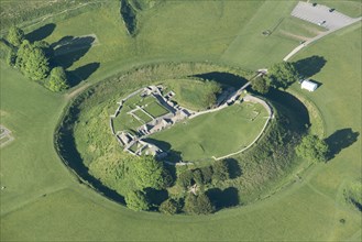 Remains of motte and bailey castle, Old Sarum, near Salisbury, Wiltshire, 2017.