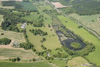 The landscape park and lake at Shardeloes, Amersham, Buckinghamshire, 2018.