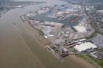 The Port of Tilbury, London, 2018. The docks opened in 1886 and became part of the Port of London Authority in 1909. It is the principal port in the UK for handling the importation of paper.
