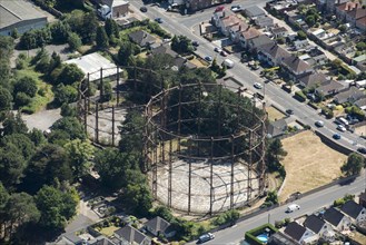 Gas holders, Branksome Gas Works, Poole, Dorset, 2018.