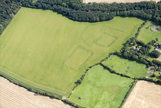 Crop marks of a moat and garden, near Linwood, Lincolnshire, 2019. Creator: Historic England.
