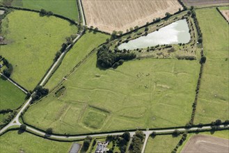 The earthwork remains of the medieval moated manor and settlement of Bleasby, Lincs, 2019. Creator: Historic England.