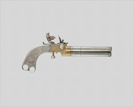 Triple-Barrel Breechloading Flintlock Pistol, England, c. 1820.