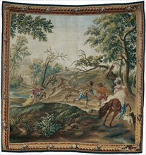 The Stag Hunt, from Pastoral Hunting Scenes, Aubusson, c. 1775. Creator: Unknown.