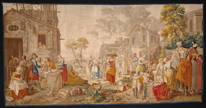 The Outdoor Market, from Village Festivals, France, 1775/89. Woven at the workshop of Léonard Roby, after a design by Étienne Jeaurat.