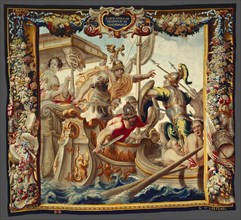 The Battle of Actium, from 'The Story of Caesar and Cleopatra', Brussels, c. 1680. Woven at the workshop of Willem van Leefdael, after a design by Justus van Egmont.