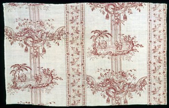 Panel (Furnishing Fabric), France, 1785/1890. Floral pattern with tassels. Engraved by Pierre Charles Canot after Jean Baptiste Pillement.