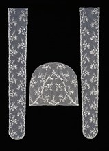 Pair of lappets and cap crown, Flanders, 1780s.