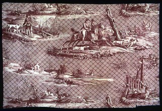 La Route de Jouy (The Route to Jouy) (Furnishing Fabric), France, 1815. Designed by Horace Vernet, engraved by Pierre Guillaime Lemeunnie, manufactured by Oberkampf Manufactory.