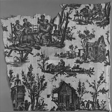 Scenes Flamandes (Furnishing Fabric), France, 1775/1800. Flemish scenes, designed by Jean Baptiste Huet after Cornelis Pietersz. Bega, manufactured by Oberkampf Manufactory.