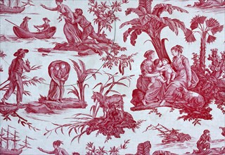 'Paul and Virginie', Furnishing Fabric, France, 1802. Designed by Jean Baptiste Huet after engraving by Abraham Girardet after drawing by Jean-Michel Moreau the Younger, based on the story by Bernardi...