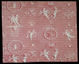 Amorini et Medallions (Cupid and Medallions) (Furnishing Fabric), France, c. 1810. Designed by Jean Baptiste Huet, manufactured by Christophe Philippe Oberkampf.