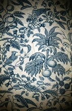 Panel (Furnishing Fabric), Middlesex, c. 1780. Floral print with birds and fruit, designed by Ollive and Talwin, manufactured at Bromley Hall.