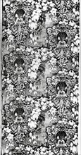 Panel (Furnishing Fabric), England, c. 1830. Floral print with Gothic church motif.