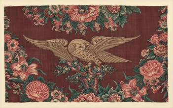 Fragment (Furnishing Fabric), England, 1830/40. Floral print with eagle.