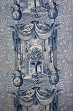 Panel (Furnishing Fabric), England, c. 1820. Chinese-inspired design, window and tasselled curtains.
