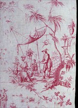 Panel (Furnishing Fabric), France, 1780. Chinese-influenced pattern. Engraved by Pierre-Charles Canot after Jean Baptiste Pillement.