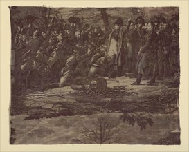 Le Retour de L'Ile d'Elbe (The Return from the Isle of Elba) (Furnishing Fabric), Nantes, c. 1830. Napoleon is welcomed by adoring troops on his return from exile. Engraved by Samuel Cholet after lith...