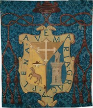 Armorial with an Unidentified Coat of Arms, Flanders, c. 1550. 'Ave Maria Gracia Plena' - Hail Mary full of grace.