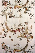 Panel (Furnishing Fabric), France, after 1786. Chinese-influenced floral print.