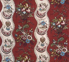 Panel (Furnishing Fabric), Nantes, c. 1785. Floral print with hot air balloon motif.