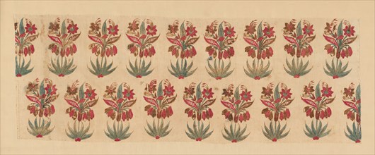 Curtain Fragment with Rows of Flowers, India, Before 1667.