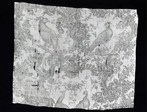 Panel (Furnishing Fabric), Middlesex, 1765/75. Floral print with exotic birds. Manufactured by Bromley Hall.