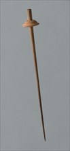 Wooden Spindle with Ceramic Whorl, Peru, 1000/1476.