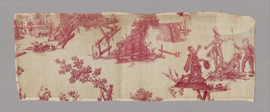 Don Quichotte (Don Quixote) (Furnishing Fabric), France, c. 1785. Possibly after design by Jean Jacques Lagrenèe le Jeune after engravings by Charles Nicolas Cochin l'Aîné, Magdaleine Hortenels Cochin...