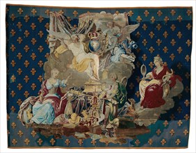 Chancellerie, France, 1718/20. Allegorical figures: Justice on the left, and Prudence on the right. Presumably woven at the Manufacture Royale de Beauvais, under the direction of Pierre and Etienne Fi...