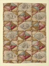 Children at Play (Furnishing Fabric), Massachusetts, 1886/90. Patchwork design with children sledging, making sandcastles, sailing toy boats, playing baseball etc. Printed and manufactured by Merrimac...