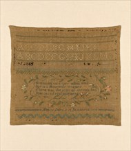 Sampler, United States, 1808. 'Friendship to every willing mind; Opens Heavenly treasure; There may the sons of sorrow find; Sources of real pleasure'.
