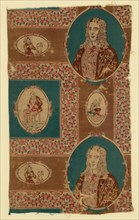 Uncle Tom's Cabin (Furnishing Fabric), United States, after 1852. Scenes from "Uncle Tom's Cabin; or, Life Among the Lowly", an anti-slavery novel, with portraits of its author Harriet Beecher Stowe.