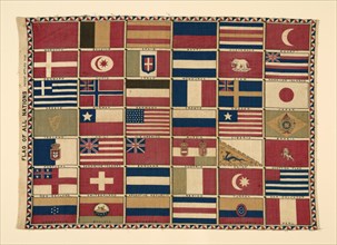 Panel (Furnishing Fabric), United States, 1876. 'Flag of all nations'.
