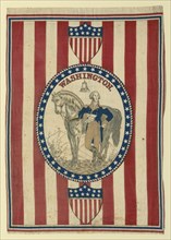 Panel (Furnishing Fabric), United States, c. 1876. George Washington and the Liberty Bell.