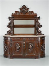 Sideboard, 1850/57. Relief carving of game: birds, rabbits, fish, fruit and vegetables.