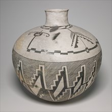 Jar with Horned Serpents and Interlocking, Hatched-and-Black Stepped Designs, 950/1400.