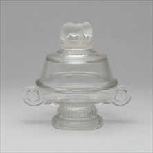 Jumbo/Elephant pattern covered butter dish, 1883/5. Attributed to Canton Glass Company.