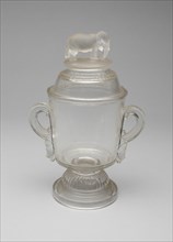 Jumbo/Elephant covered dish, 1883/5. Attributed to Canton Glass Company.