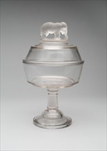 Jumbo/Elephant pattern covered compote on pedestal, 1883/5. Attributed to Canton Glass Company.
