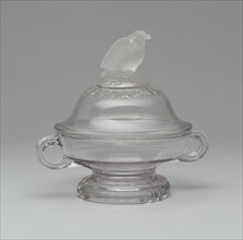 Old Abe/Frosted Eagle covered footed dish, 1880/90. Attributed to the Crystal Glass Company.