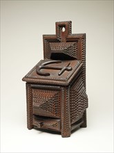 Hanging Box with Lid, 1891. Relief carving with anchor. Attributed to Jacob Brunkeg.