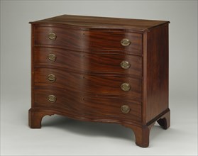 Chest of Drawers, 1800/10. Serpentine fronted, neoclassical or Federal style. Attributed to Langley Boardman.