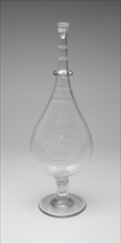 Bottle, 1850/60. Engraved floral decoration. Attributed to the New England Glass Company.